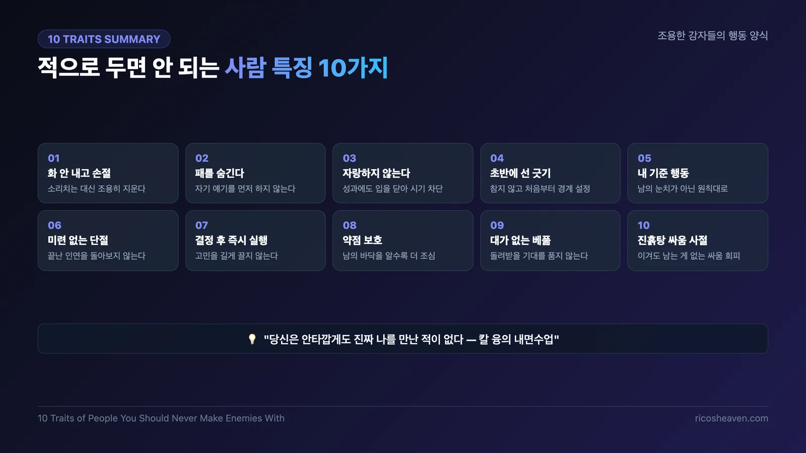 적으로 두면 안 되는 사람 특징 10가지 총정리 인포그래픽 슬라이드