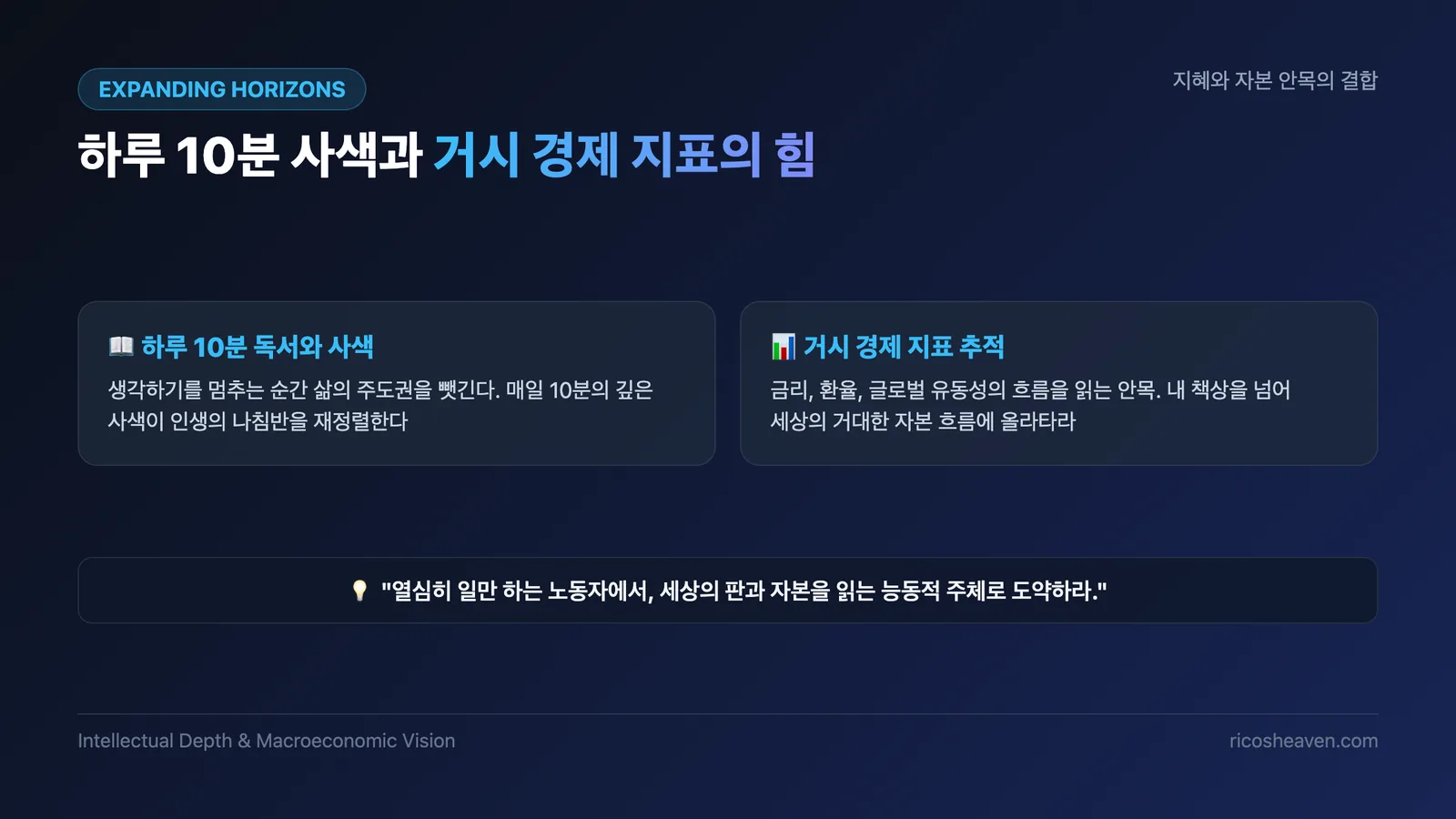 매일 10분 독서와 거시 경제 지표의 힘 슬라이드